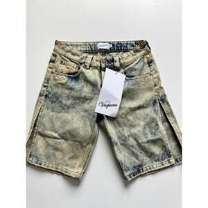 VAQUERA Split Side Denim Shorts Acid Wash NWT size 27